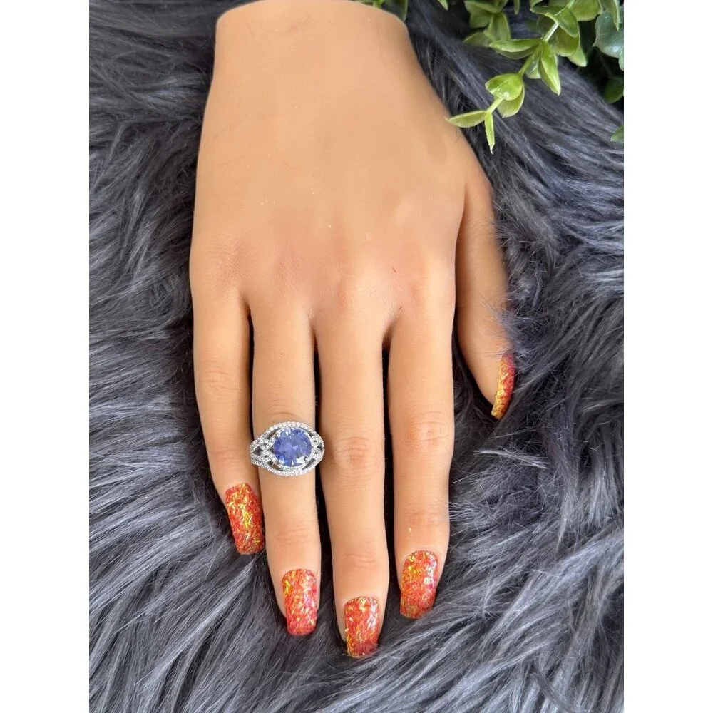 Tanzanite Colored Stone‎ /Cz’s Silver 925 Ring